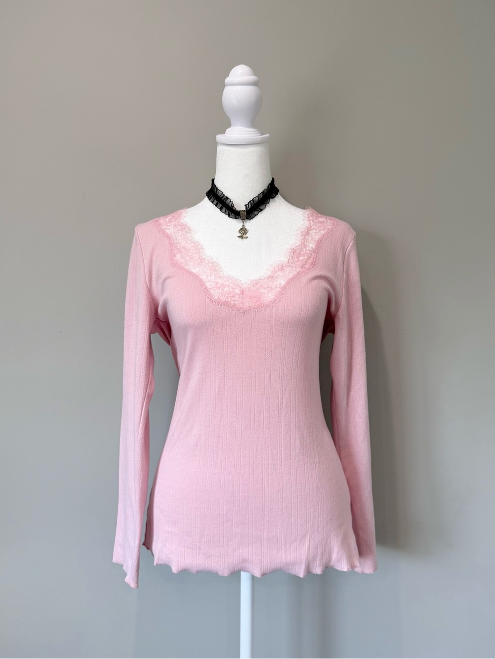 Victoria’s Secret Pink Pointelle Lace Long Sleeve Shirt